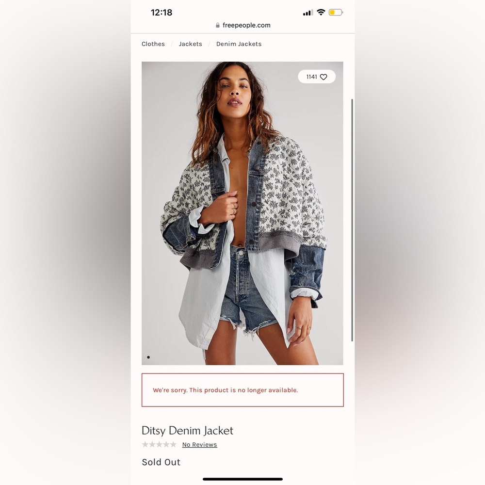 Free People Ditsy Denim Jacket XS/S - Picture 2 of 9